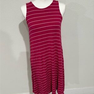 Old Navy Pink and White Stripe Sleeveless Midi Dress